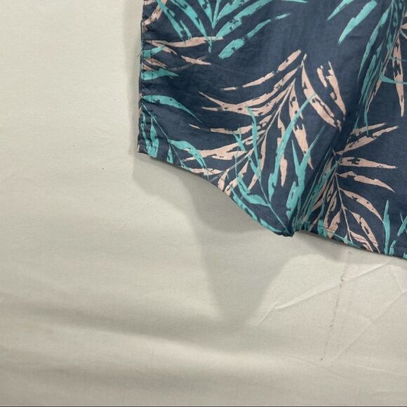 IKE Behar Blue and Cream Sunset Print Button Top - Picture 10 of 14